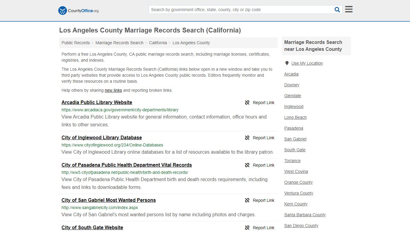 Los Angeles County Marriage Records Search (California) - County Office